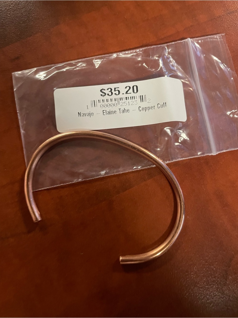 Navajo Elaine Tahe Copper Cuff Bracelet - Polished Copper